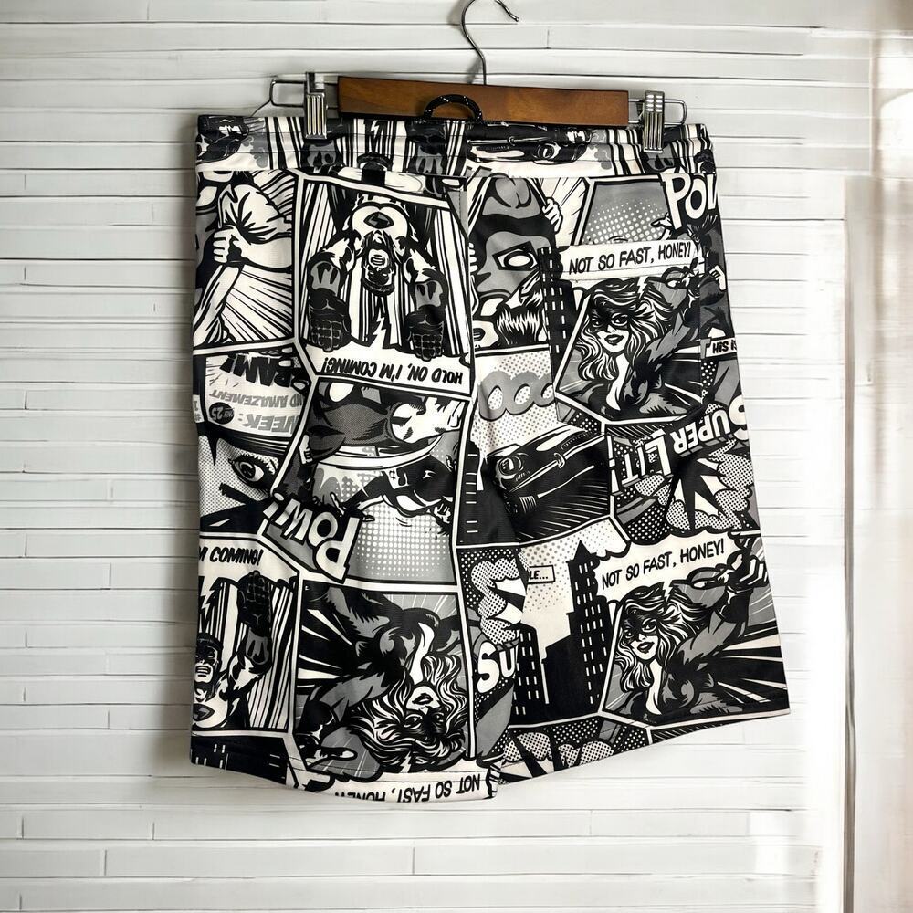 Oh Snap! Comic Book Swim Shorts Size M